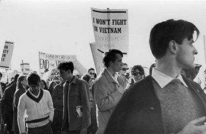 Haverford students join a protest against the war in Vietnam