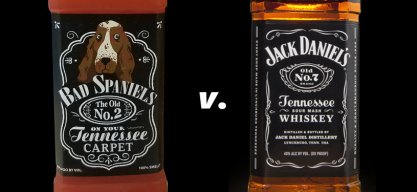 Comparison of Bad Spaniels and Jack Daniels bottles