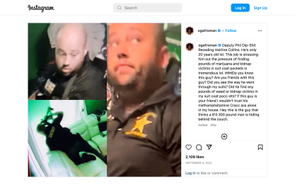 Afroman Instagram post about Deputy Phil Dip-Shit 