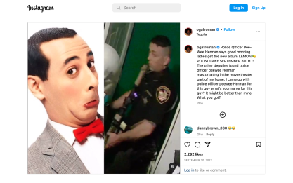 Afroman Instagram post about Officer Pee-Wee Herman
