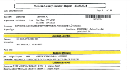 McLean County Incident Report title page