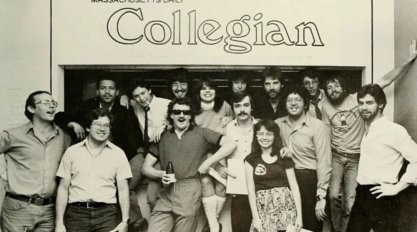 Photo of the staff of the Daily Collegian student newspaper at University of Massachusetts, Amherst