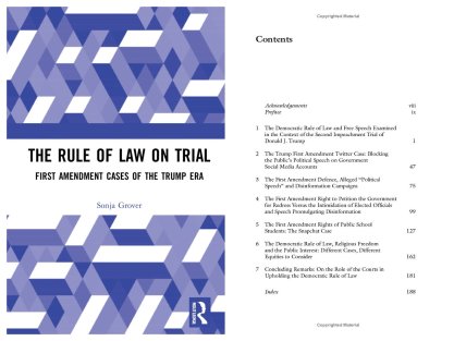 The Democratic Rule of Law on Trial book cover and table of contents