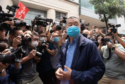 Jimmy Lai outside court in Hong Kong