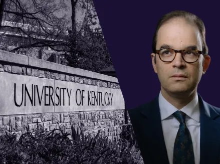 University of Kentucky sign and Ramsi Woodcock