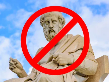 Statue of Plato in front of Academy of Athens in Greece