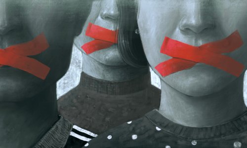 Political art, Concept idea of free speech freedom of expression and censored, surreal painting, portrait illustration , conceptual artwork illustration