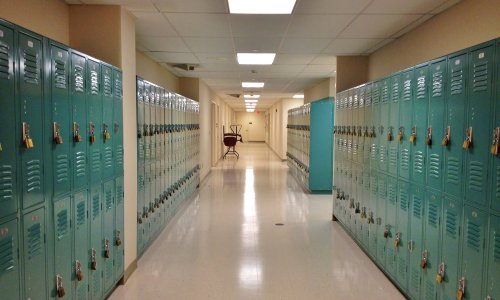 high school hallway lockers