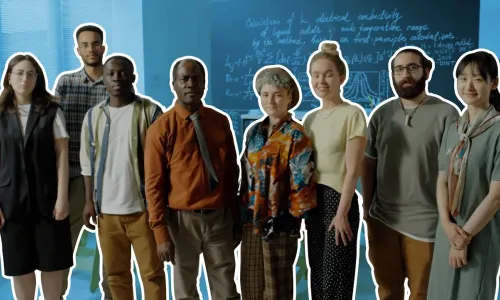 YouTube thumbnail showing several diverse faculty members against a blue background