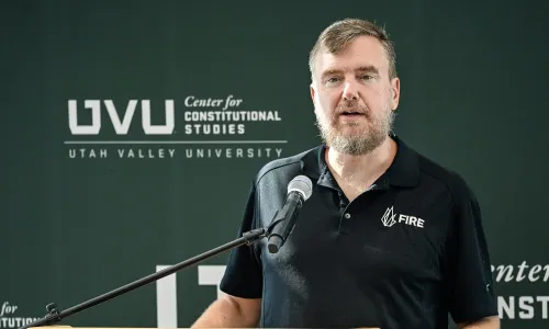 Greg Lukianoff speaks at Utah Valley University in 2025