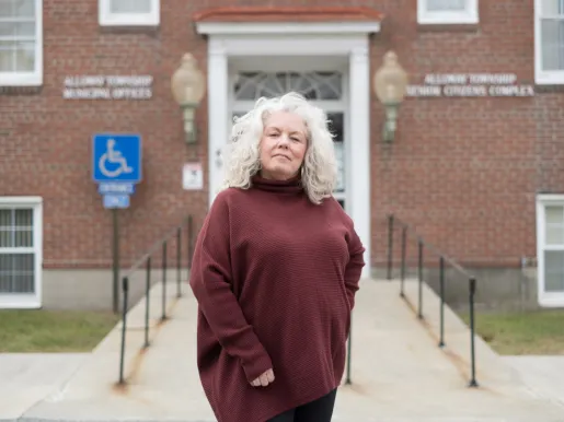 FIRE client Gail Nazarene on the campus of Alloway Township Schools