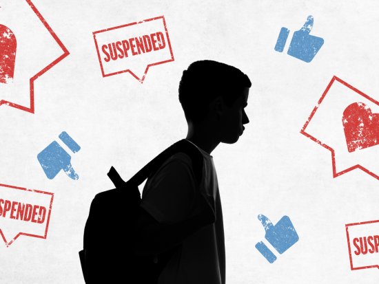 Image depicting a student being suspended for social media content