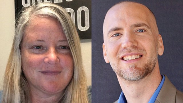 Bakersfield College threatened to fire professors Matthew Garrett (left) and Erin Miller (right) after they said grant expenditures at the community college "promote a partisan political agenda.” (Photos provided by Garrett and Miller)