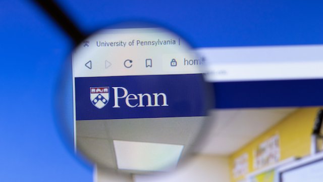 University of Pennsylvania website homepage logo visible on display screen.