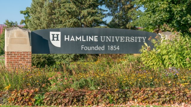 Hamline University sign entrance