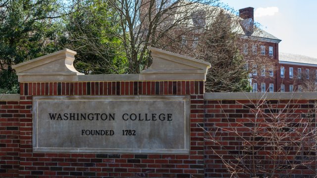 Entrance sign at Washington College in Chesterton, Maryland