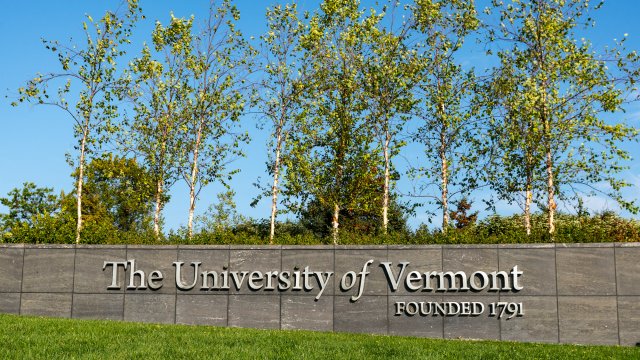 Entrance sign to the University of Vermont in Burlington