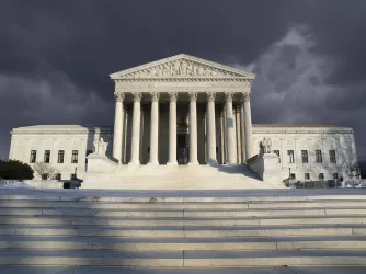 Dark forbidding troubled storm sky over the Supreme Court building in Washington